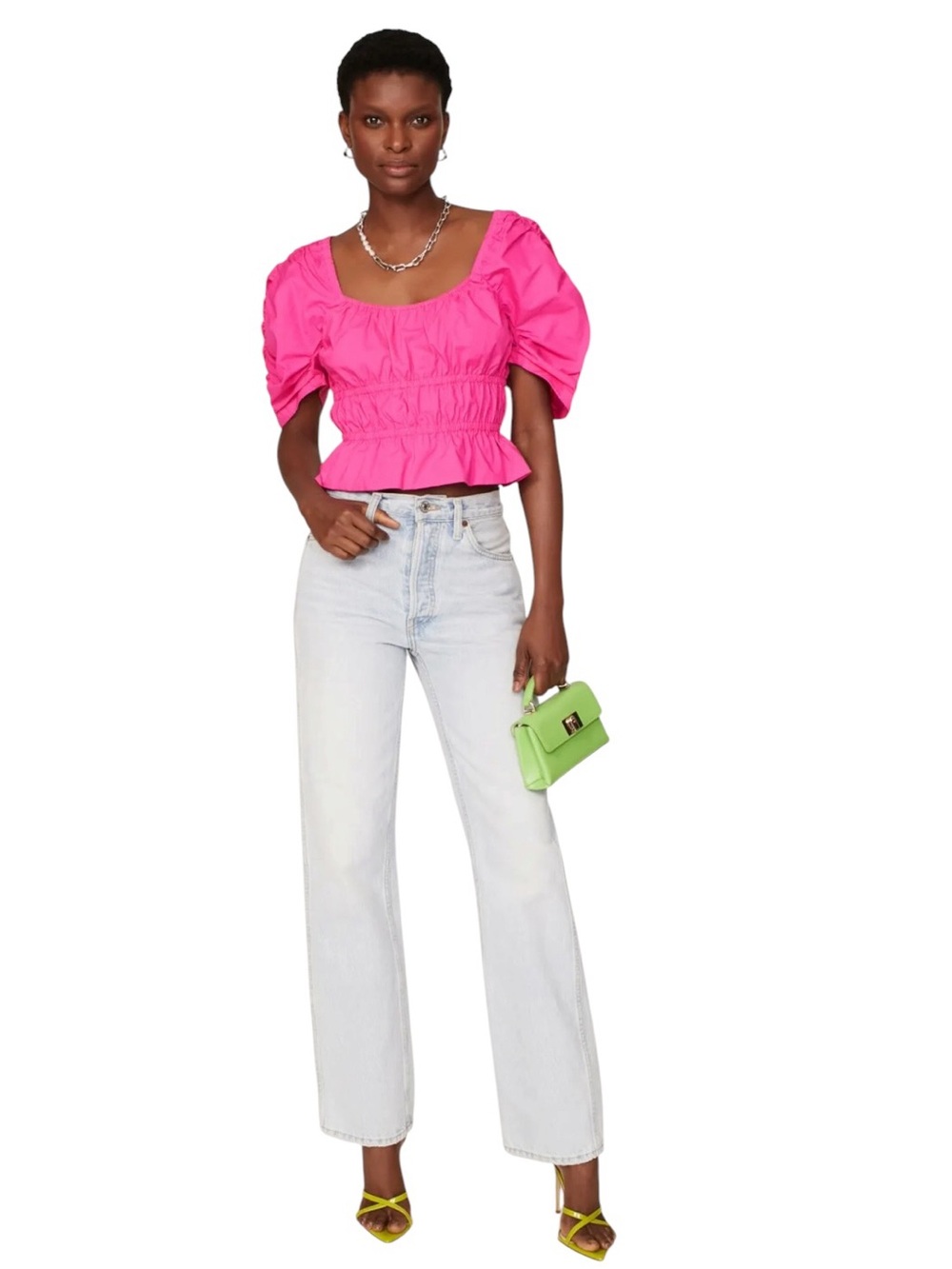 Derek Lam 10 Crosby- Elastic Pink Crop Top Italian Size 40 US 4